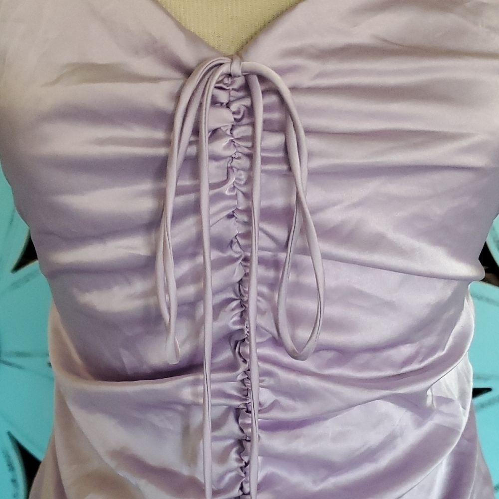 Purple Ruched Ruffled Babydoll Mini Dress - Picture 2 of 6